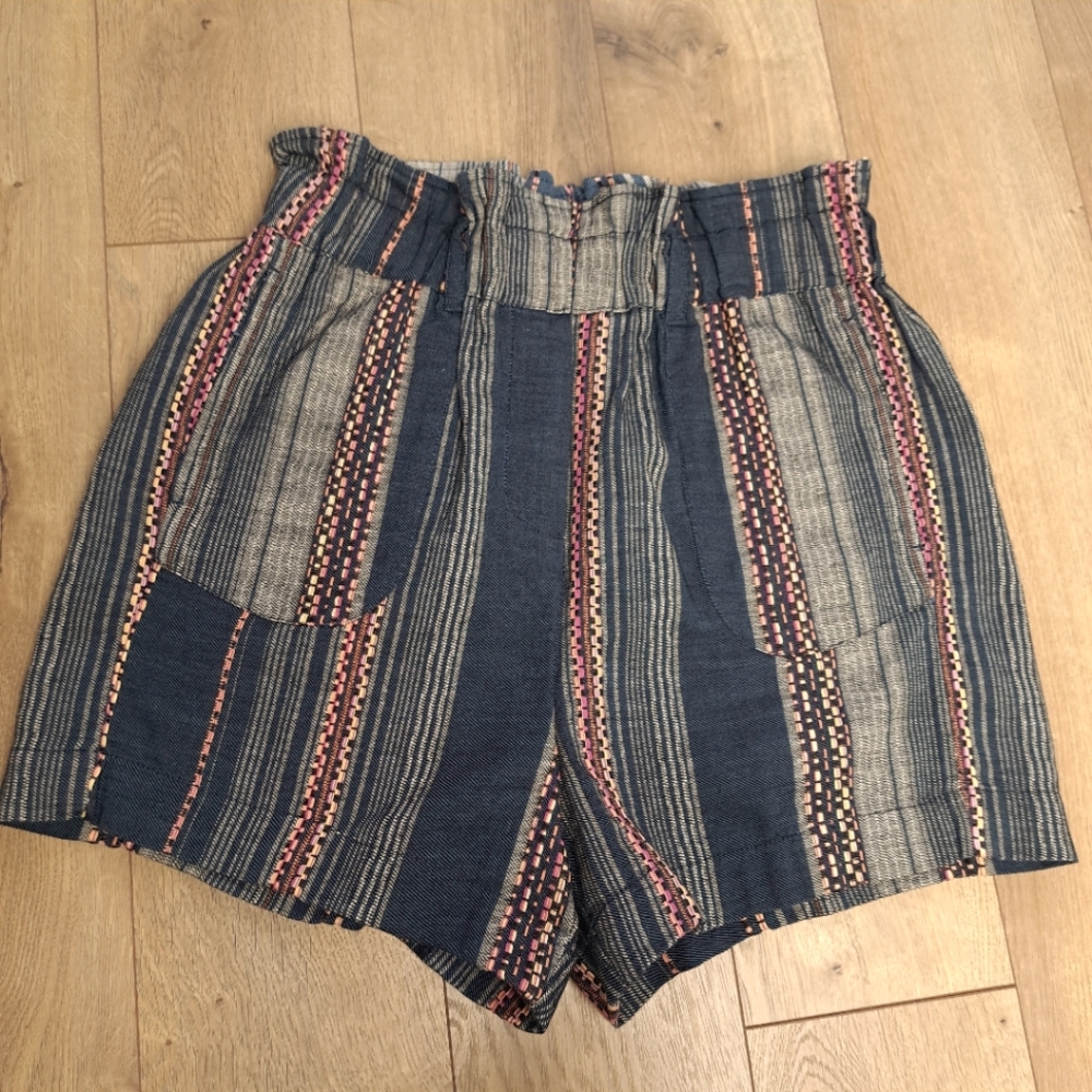 Anthropologie Lynnie Striped Paperbag Shorts